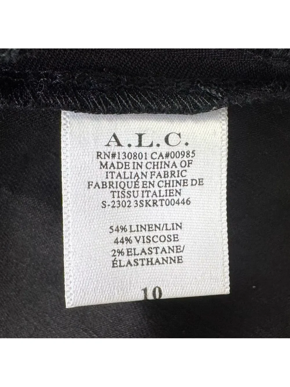 NEW A.L.C. Mackenzie Linen Midi Wrap Skirt Black Size 10